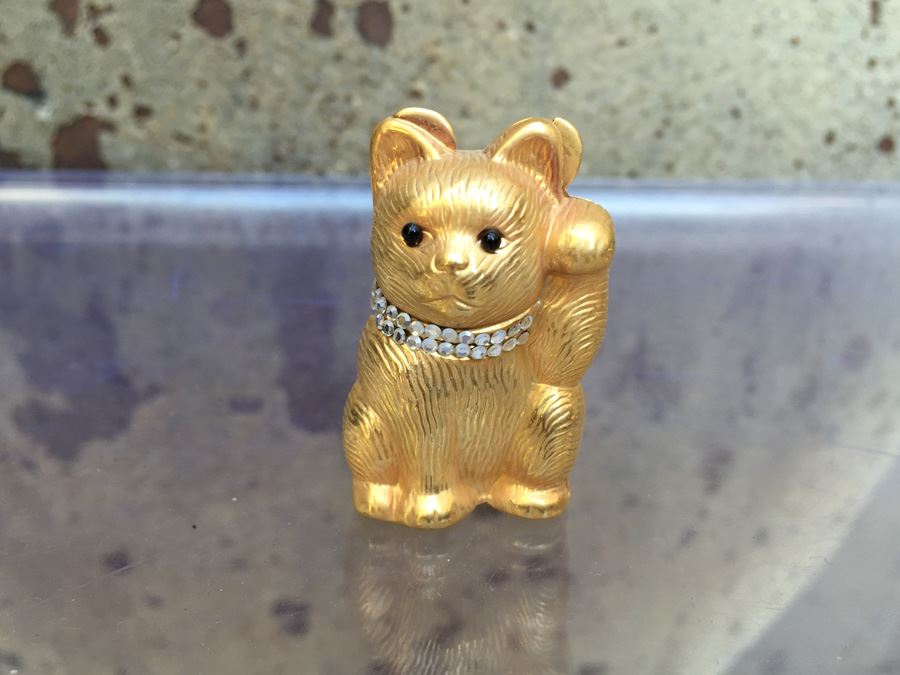 Judith Leiber Gold Tone Hinged Cat Form Miniature [Photo 4]