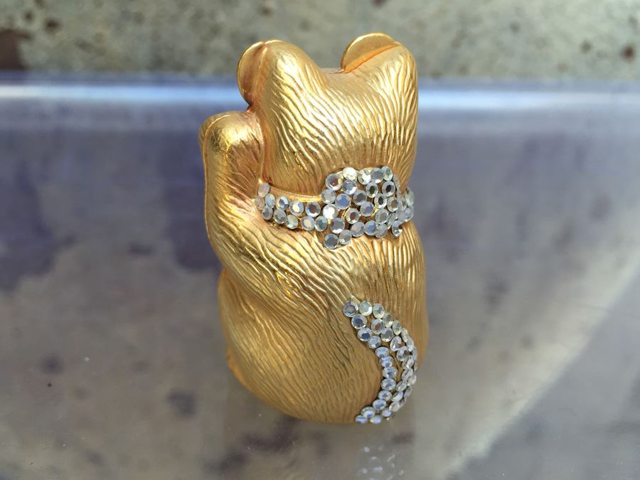 Judith Leiber Gold Tone Hinged Cat Form Miniature [Photo 2]