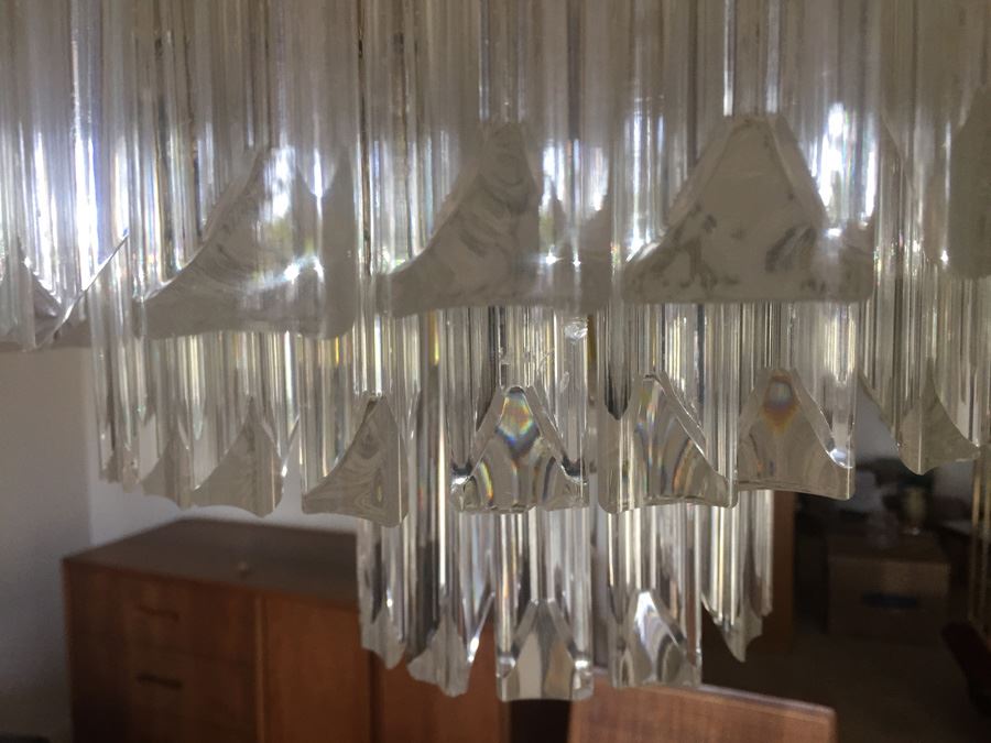 3-Tier Lucite & Brass Chandelier [Photo 5]