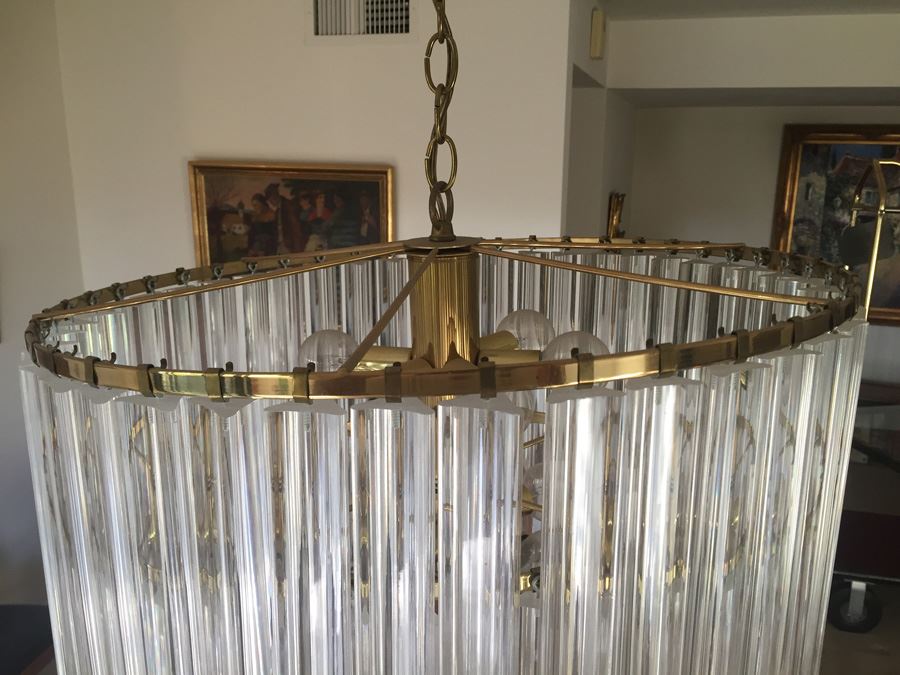 3-Tier Lucite & Brass Chandelier [Photo 4]