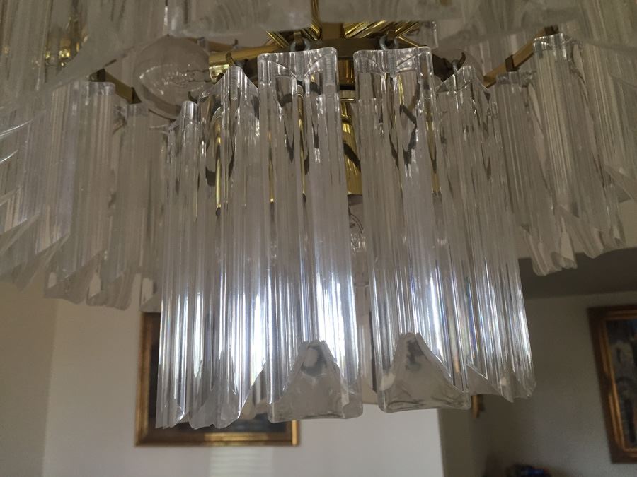 3-Tier Lucite & Brass Chandelier [Photo 6]