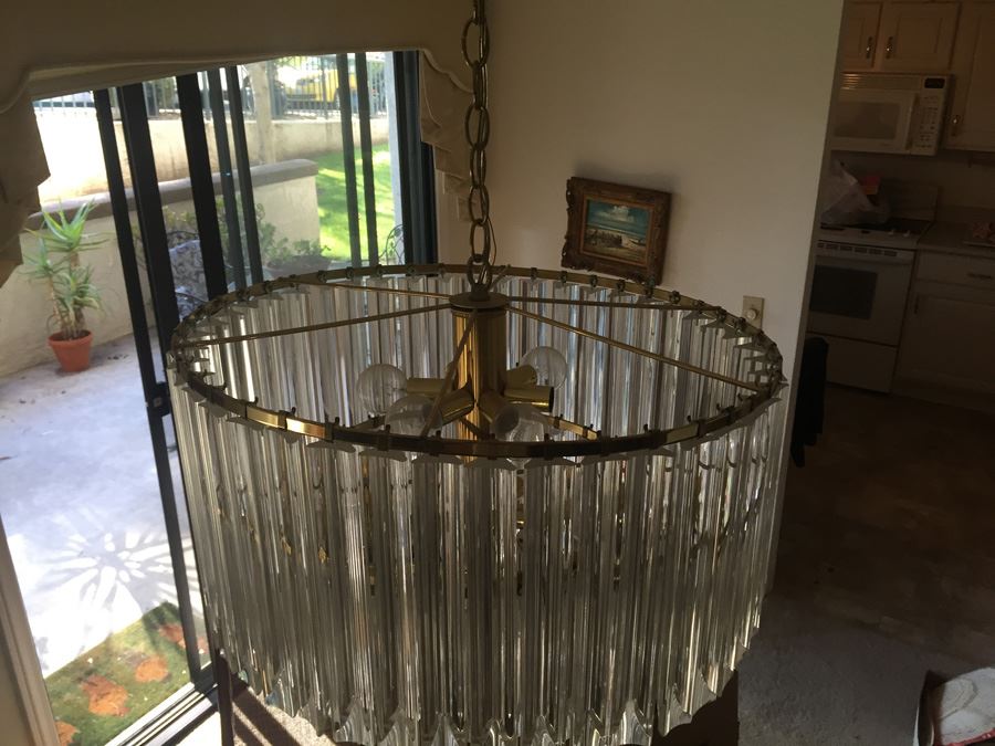 3-Tier Lucite & Brass Chandelier [Photo 9]