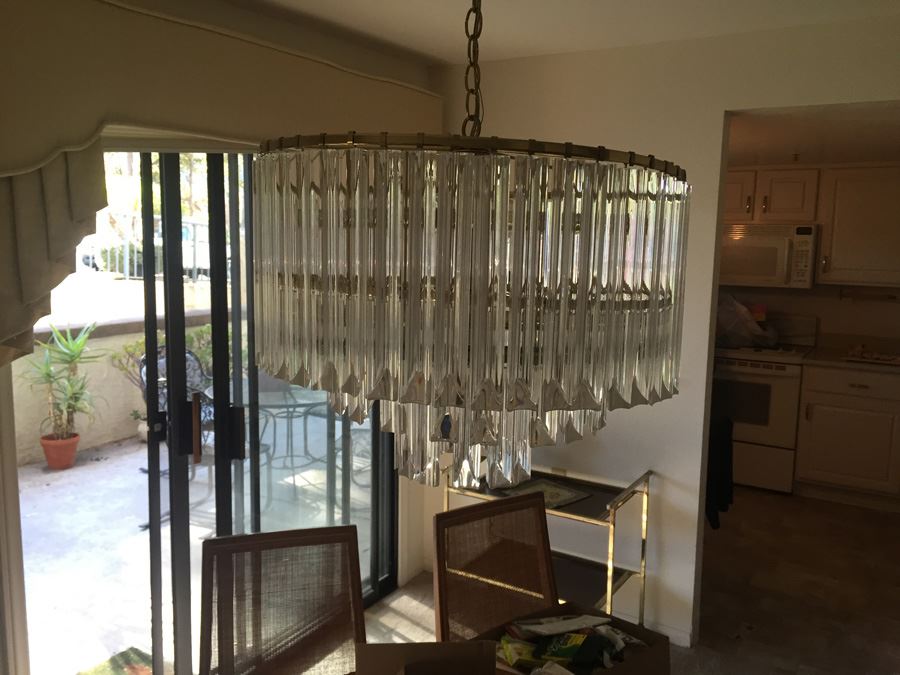 3-Tier Lucite & Brass Chandelier [Photo 8]