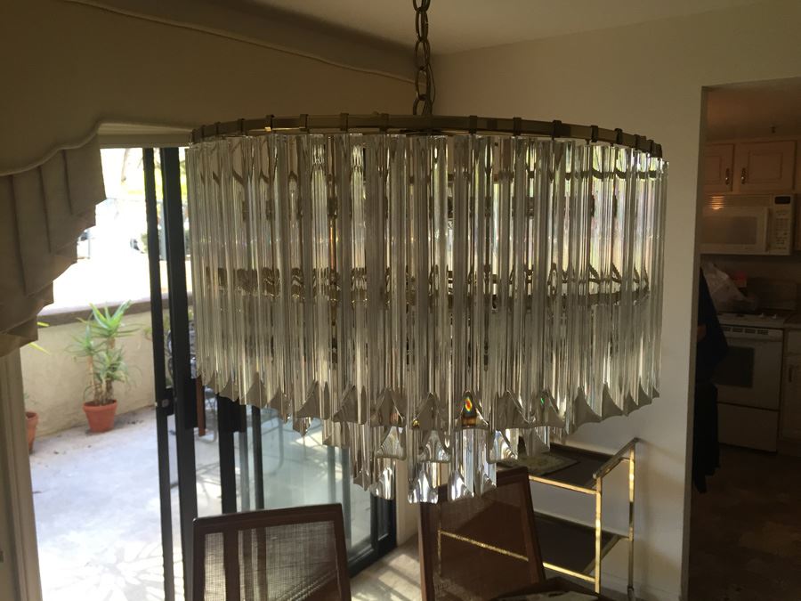 3-Tier Lucite & Brass Chandelier [Photo 2]