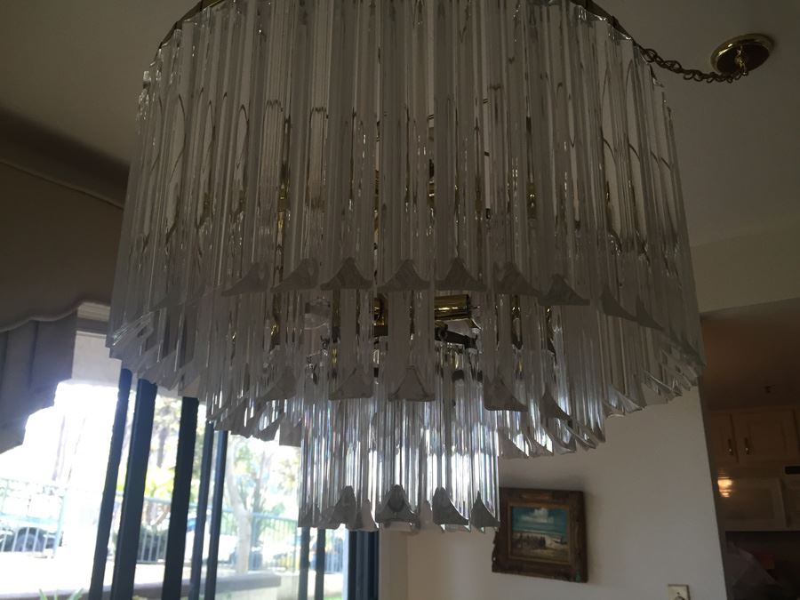 3-Tier Lucite & Brass Chandelier [Photo 10]