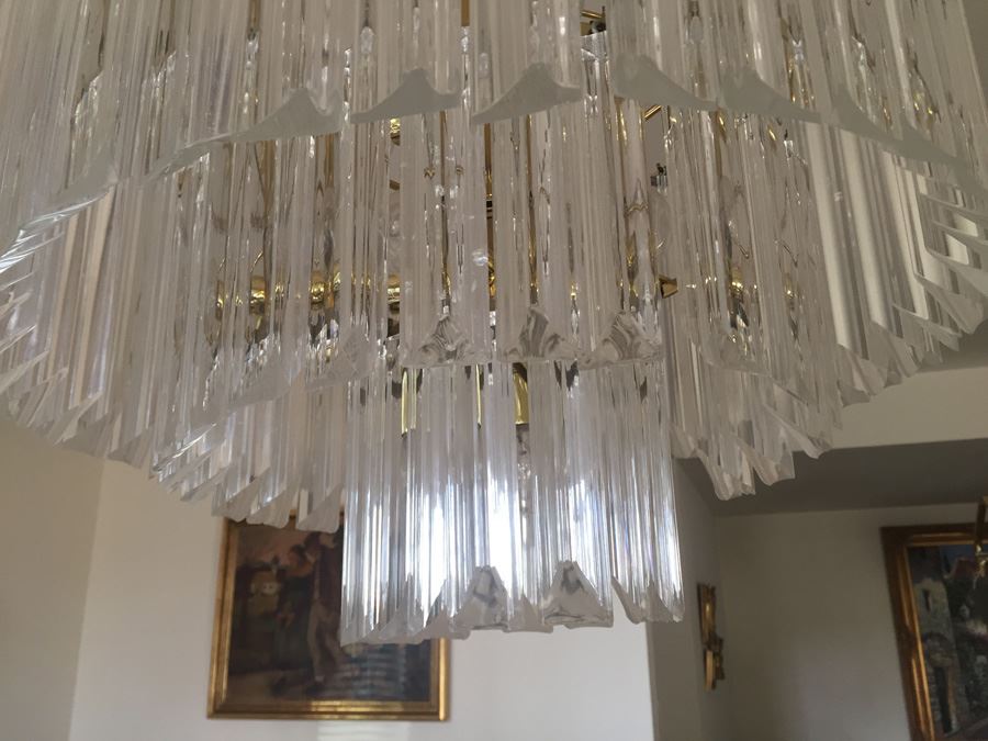 3-Tier Lucite & Brass Chandelier [Photo 3]