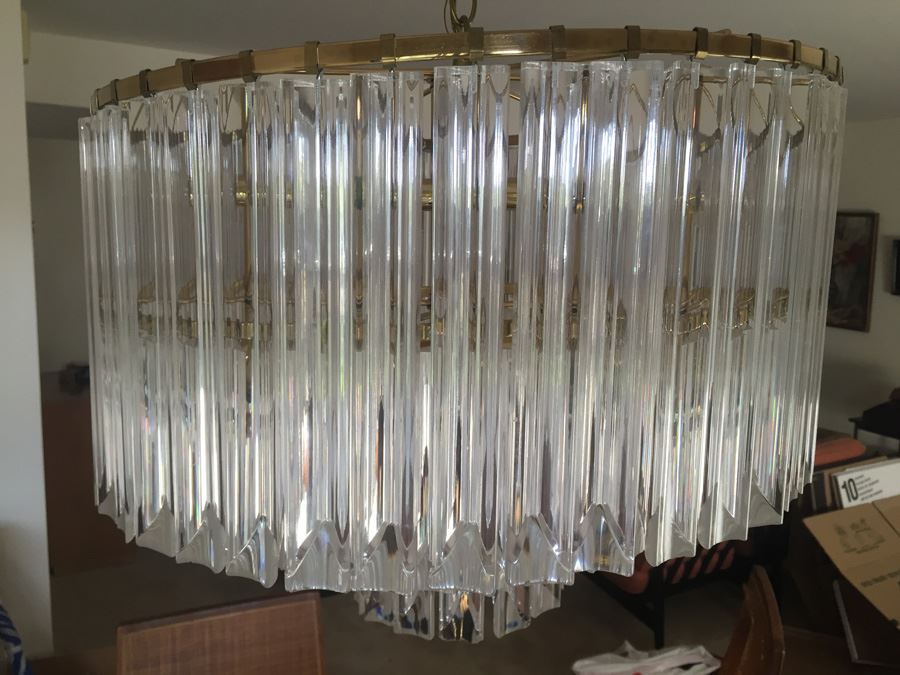 3-Tier Lucite & Brass Chandelier [Photo 7]