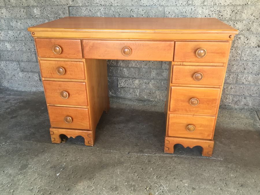 Vintage Mid 50's Solid Wood Desk By T.F.I. (Thomasville Furniture Industries) [Photo 1]