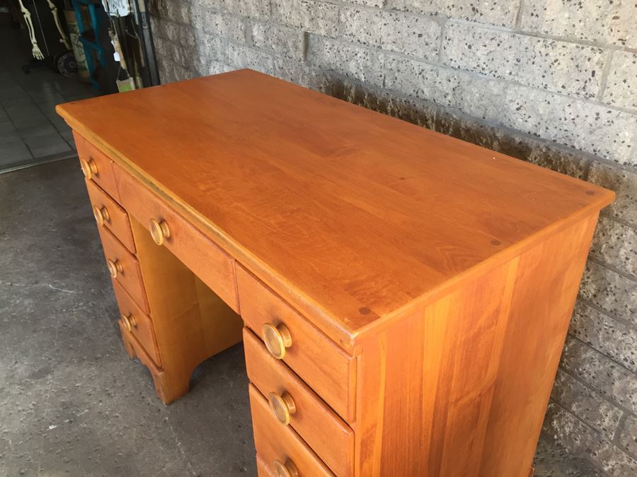 Vintage Mid 50's Solid Wood Desk By T.F.I. (Thomasville Furniture Industries) [Photo 6]