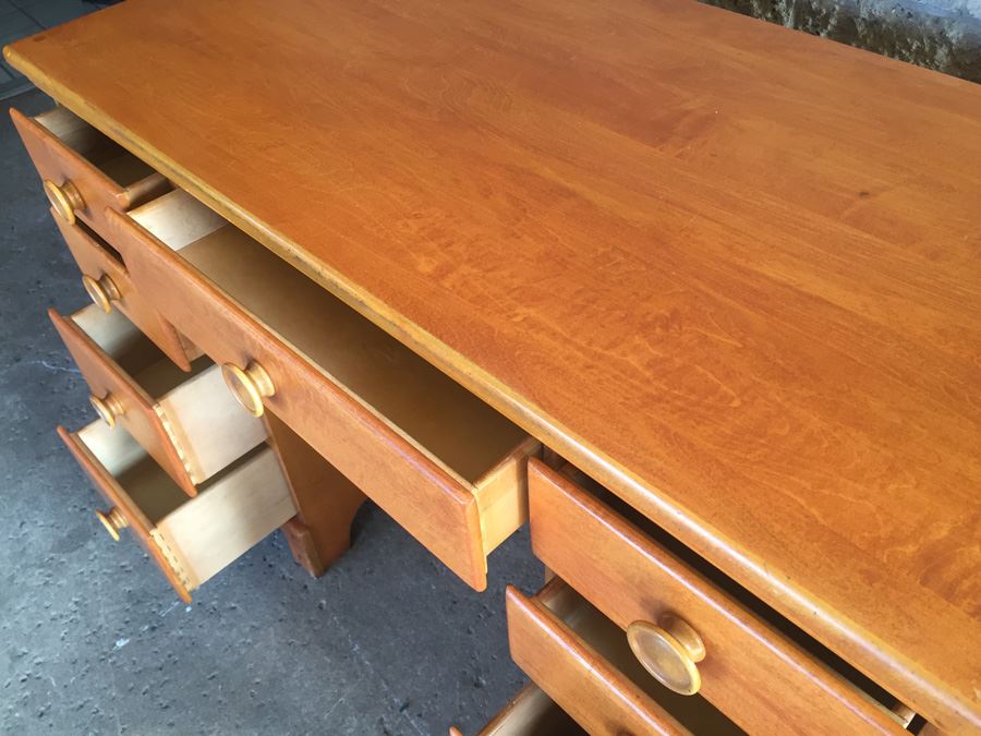 Vintage Mid 50's Solid Wood Desk By T.F.I. (Thomasville Furniture Industries) [Photo 17]