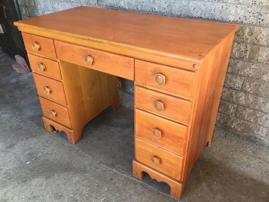 Vintage Mid 50's Solid Wood Desk By T.F.I. (Thomasville Furniture Industries) [Photo 4]