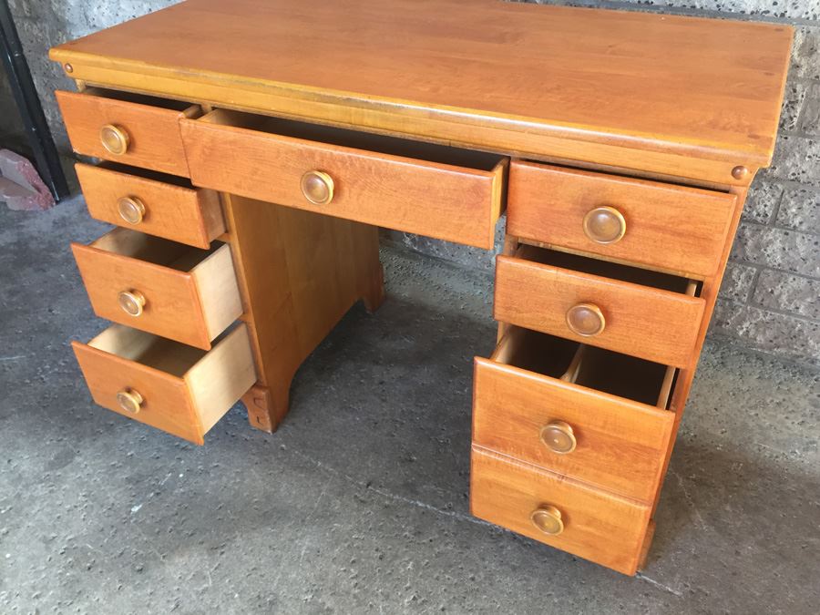 Vintage Mid 50's Solid Wood Desk By T.F.I. (Thomasville Furniture Industries) [Photo 3]