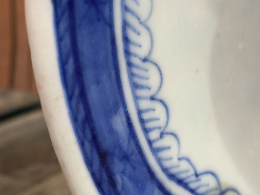 Antique Chinese Canton Blue And White Porcelain Cut-Corner Salad Bowl [Photo 12]