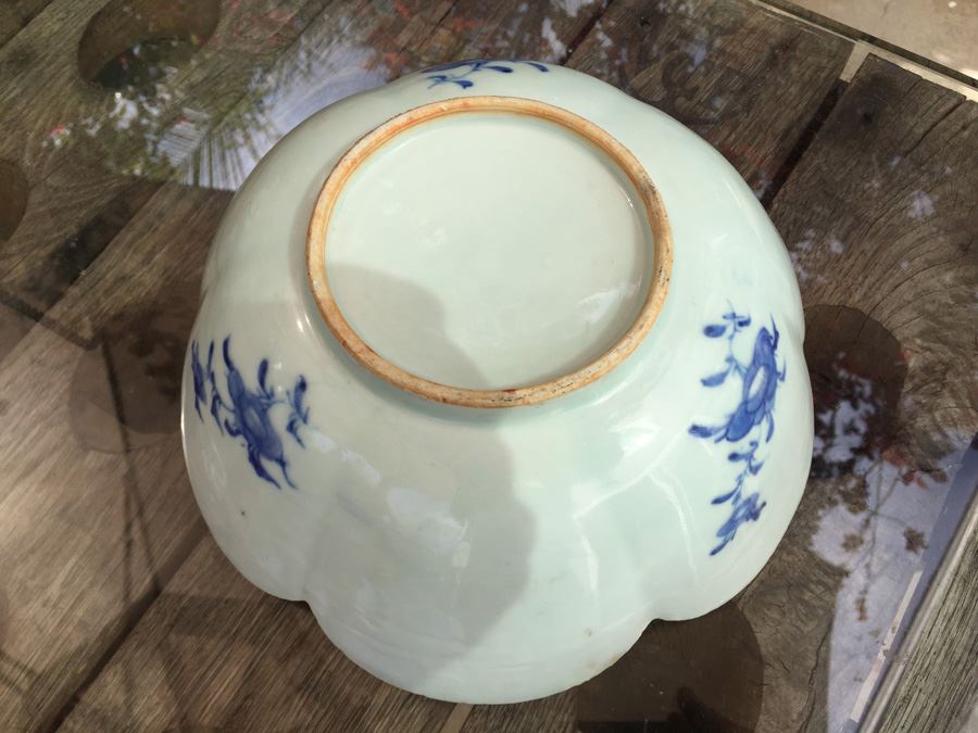 Antique Chinese Canton Blue And White Porcelain Cut-Corner Salad Bowl [Photo 20]