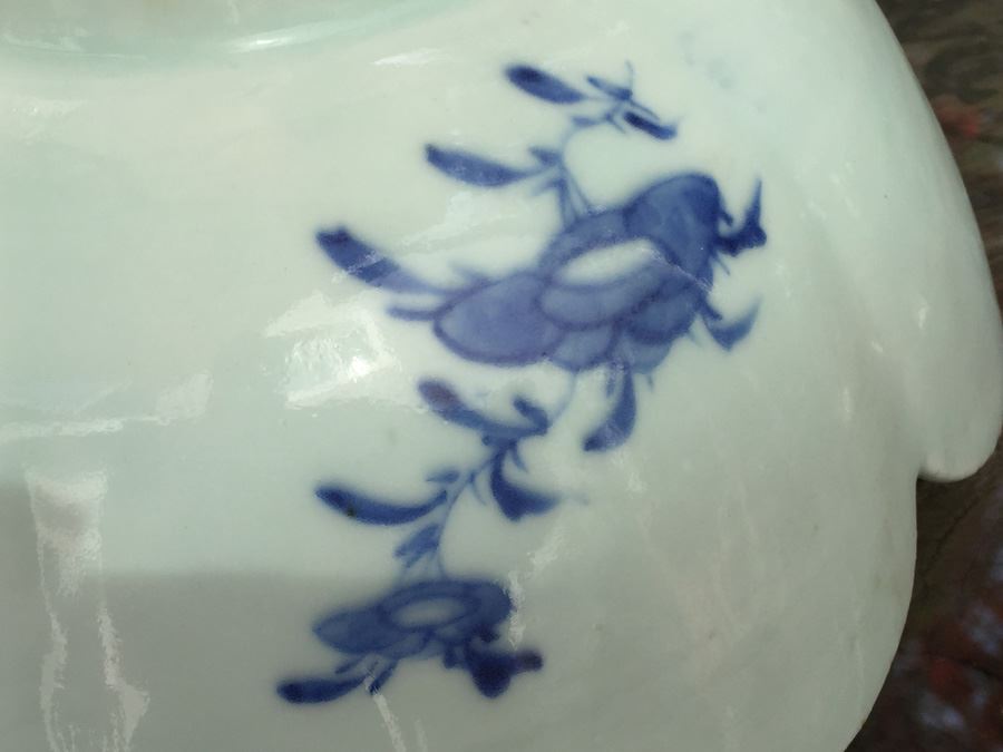 Antique Chinese Canton Blue And White Porcelain Cut-Corner Salad Bowl [Photo 17]