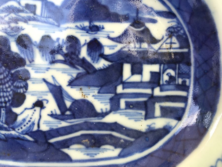 Antique Chinese Canton Blue And White Plate Platter [Photo 7]