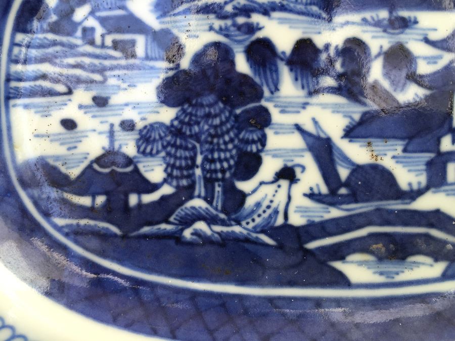 Antique Chinese Canton Blue And White Plate Platter [Photo 8]
