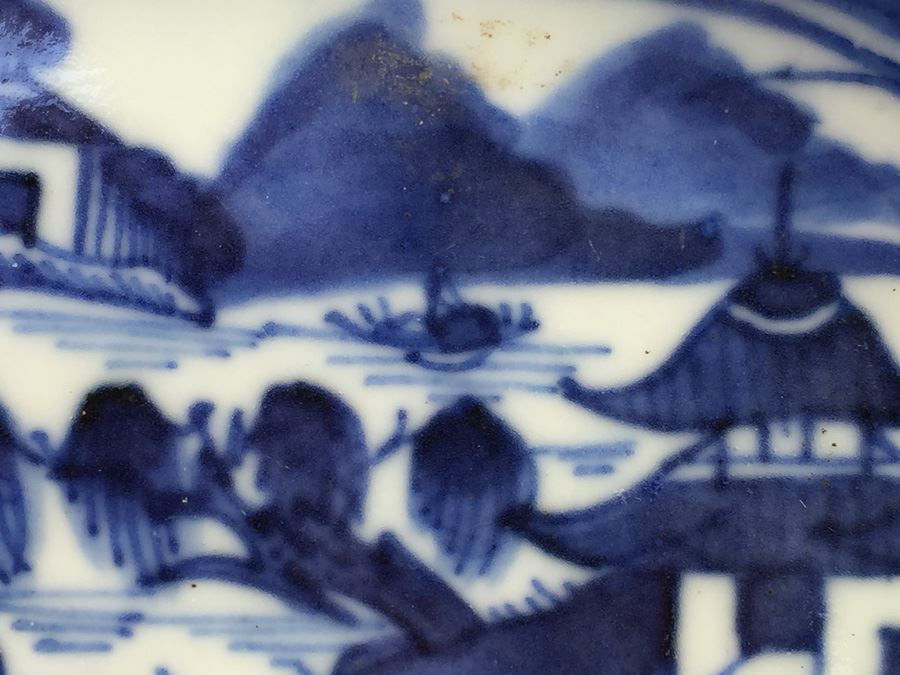 Antique Chinese Canton Blue And White Plate Platter [Photo 17]