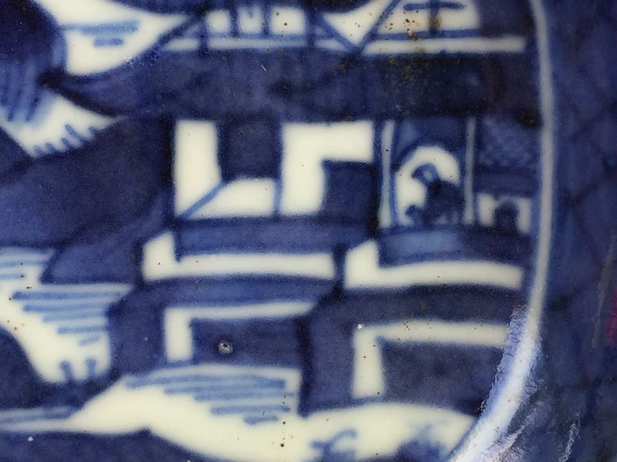 Antique Chinese Canton Blue And White Plate Platter [Photo 16]