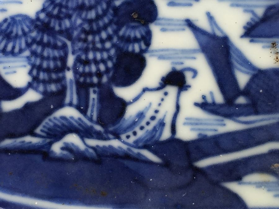 Antique Chinese Canton Blue And White Plate Platter [Photo 13]