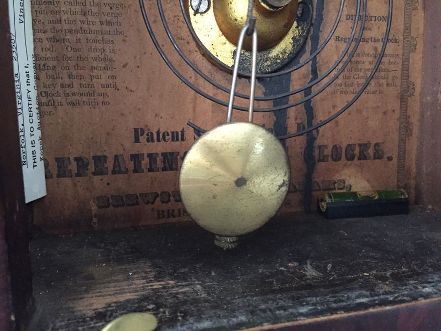 Brewster & Ingrams Steeple Mantle Clock (1844-52) Working Chimes With Key Appraised $175 In 1983 [Photo 17]