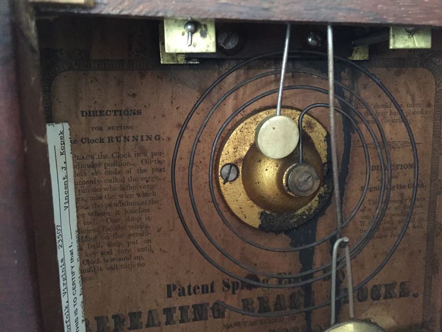 Brewster & Ingrams Steeple Mantle Clock (1844-52) Working Chimes With Key Appraised $175 In 1983 [Photo 21]