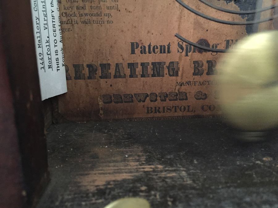 Brewster & Ingrams Steeple Mantle Clock (1844-52) Working Chimes With Key Appraised $175 In 1983 [Photo 19]