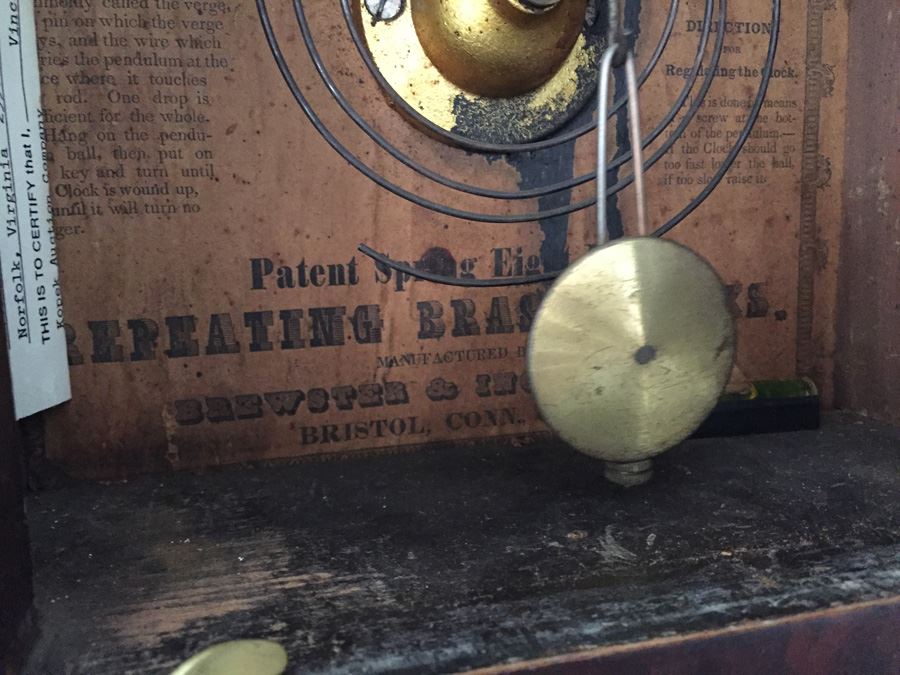 Brewster & Ingrams Steeple Mantle Clock (1844-52) Working Chimes With Key Appraised $175 In 1983 [Photo 18]