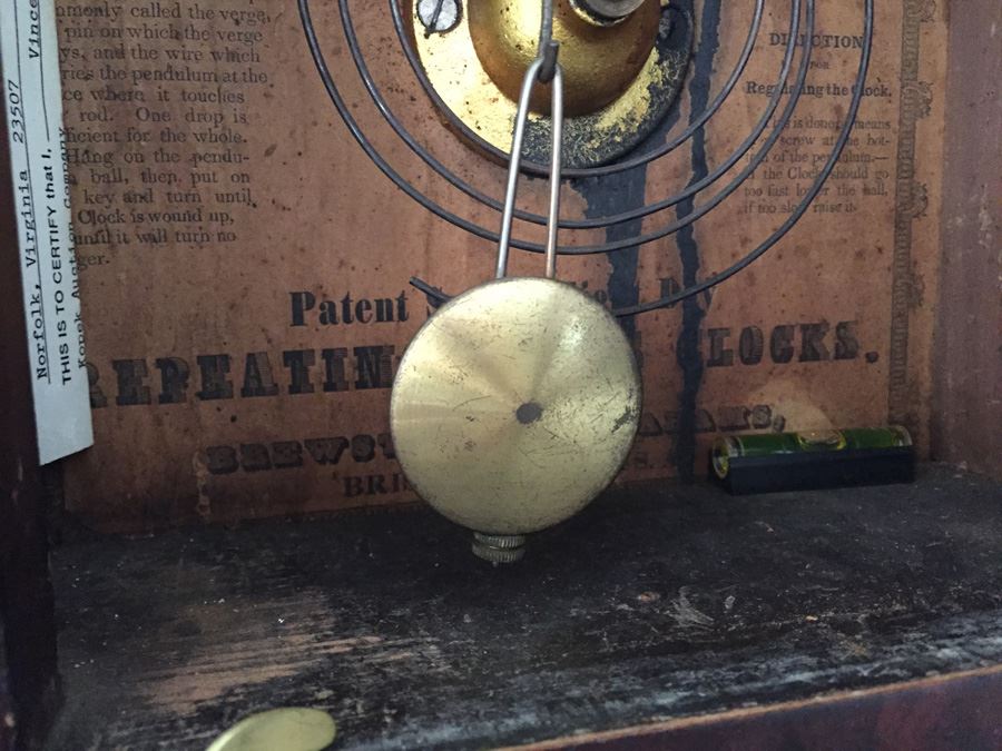 Brewster & Ingrams Steeple Mantle Clock (1844-52) Working Chimes With Key Appraised $175 In 1983 [Photo 3]