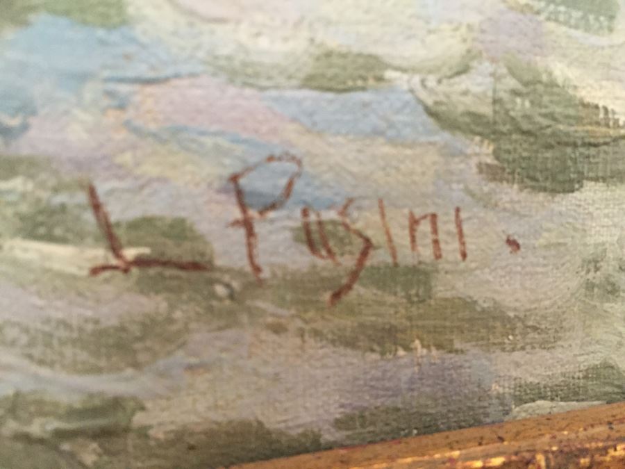 Beautiful Well Executed Original Oil Painting In Gilt Wood Frame Of Harbor Port Scene Signed L. Pasini Probably 1920's Italian [Photo 24]