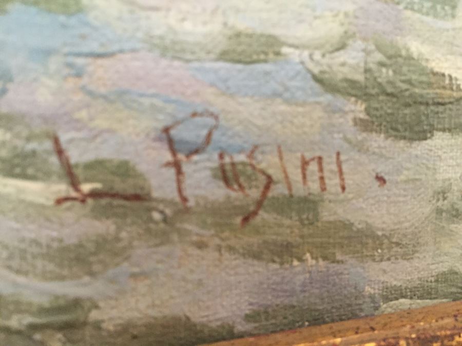 Beautiful Well Executed Original Oil Painting In Gilt Wood Frame Of Harbor Port Scene Signed L. Pasini Probably 1920's Italian [Photo 23]