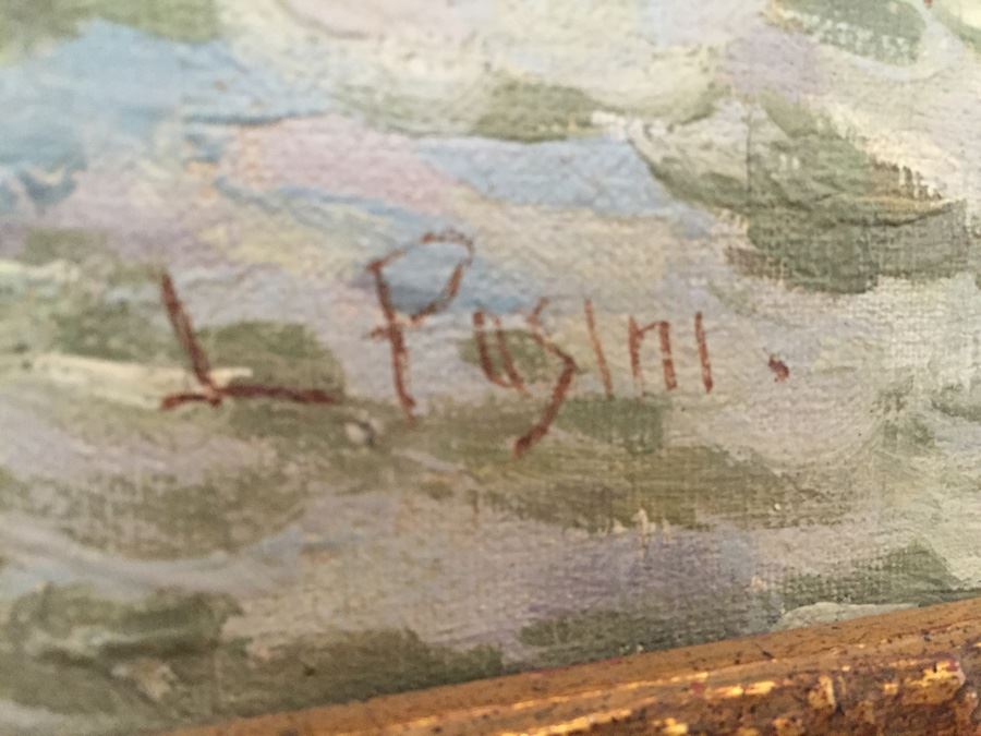 Beautiful Well Executed Original Oil Painting In Gilt Wood Frame Of Harbor Port Scene Signed L. Pasini Probably 1920's Italian [Photo 4]