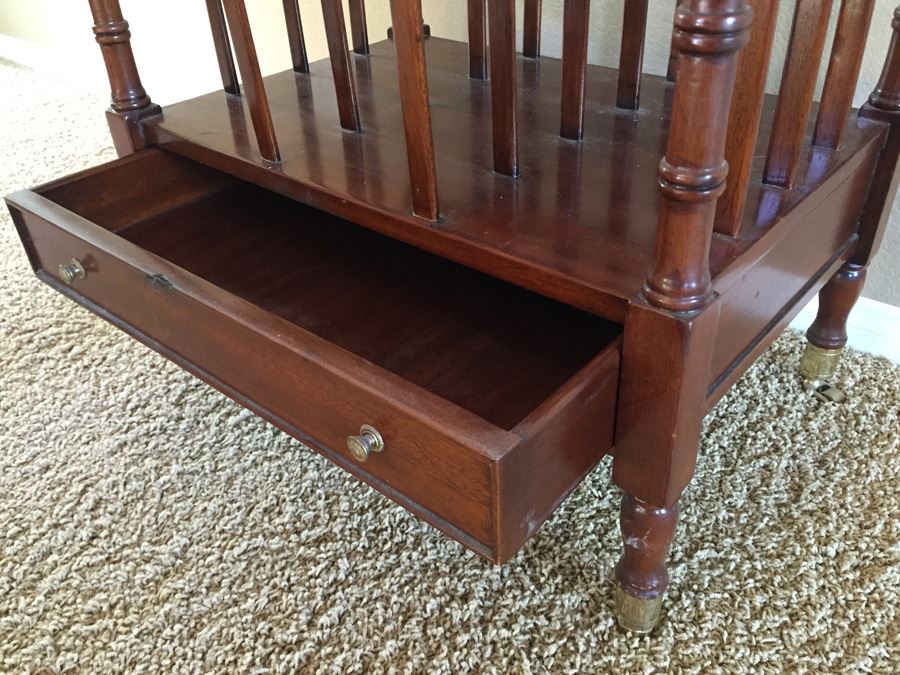 Mahogany Maitland-Smith 'Canterbury' Sheet Music / Record / Magazine Rack Holder On Casters Estimate $500 [Photo 8]