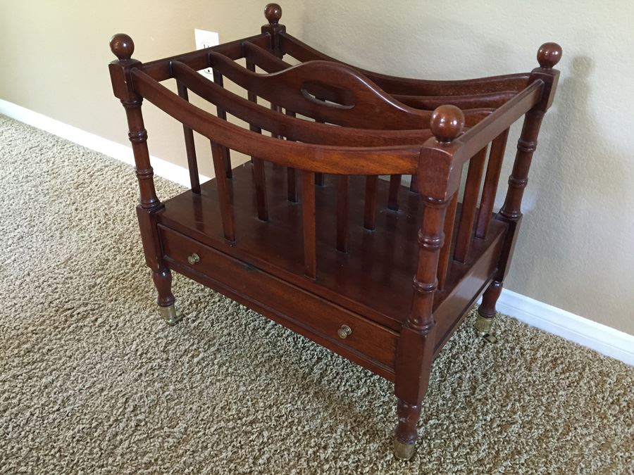 Mahogany Maitland-Smith 'Canterbury' Sheet Music / Record / Magazine Rack Holder On Casters Estimate $500 [Photo 7]