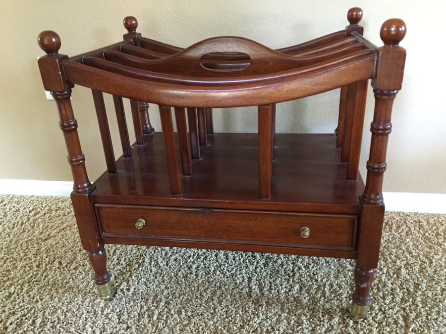 Mahogany Maitland-Smith 'Canterbury' Sheet Music / Record / Magazine Rack Holder On Casters Estimate $500 [Photo 12]