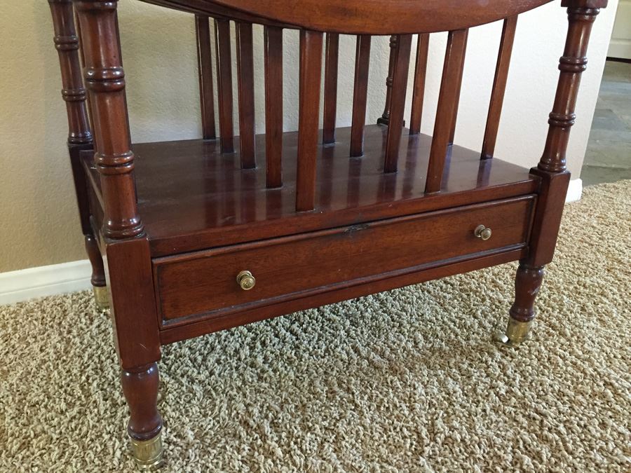 Mahogany Maitland-Smith 'Canterbury' Sheet Music / Record / Magazine Rack Holder On Casters Estimate $500 [Photo 3]