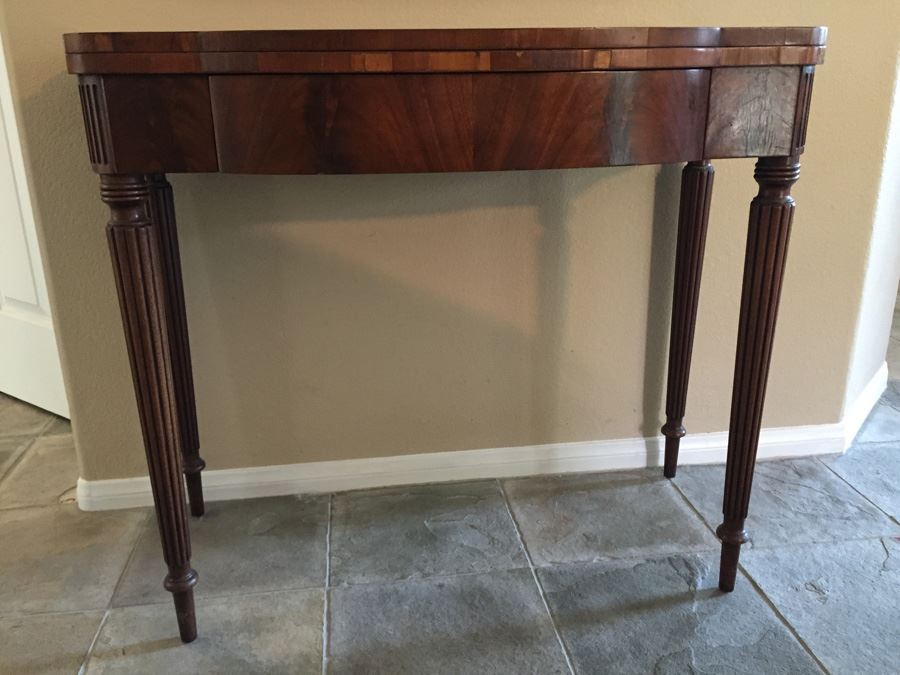 Vintage 1930's Mahogany Flip Top Gateleg Card Table With Drawer [Photo 4]