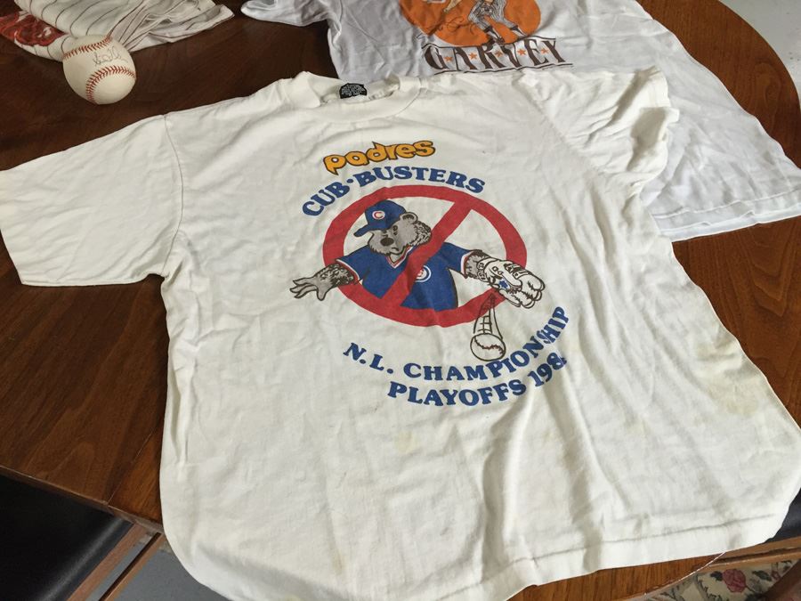 Steve Garvey Signed Baseball And Steve Garvey Signed Child's Baseball Uniform Plus Vintage Padres Shirts [Photo 12]