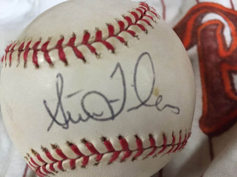 Steve Garvey Signed Baseball And Steve Garvey Signed Child's Baseball Uniform Plus Vintage Padres Shirts [Photo 5]