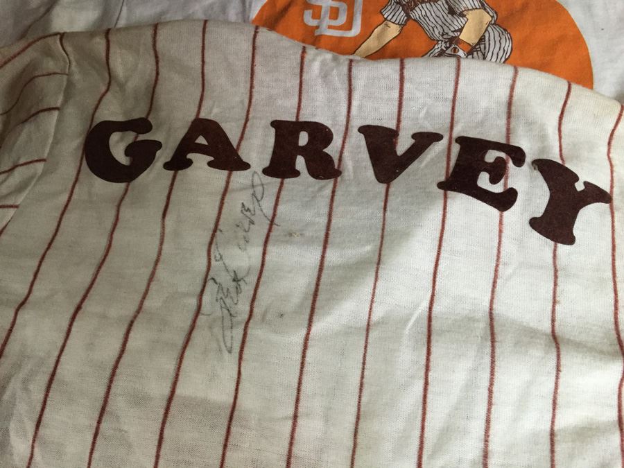 Steve Garvey Signed Baseball And Steve Garvey Signed Child's Baseball Uniform Plus Vintage Padres Shirts [Photo 7]