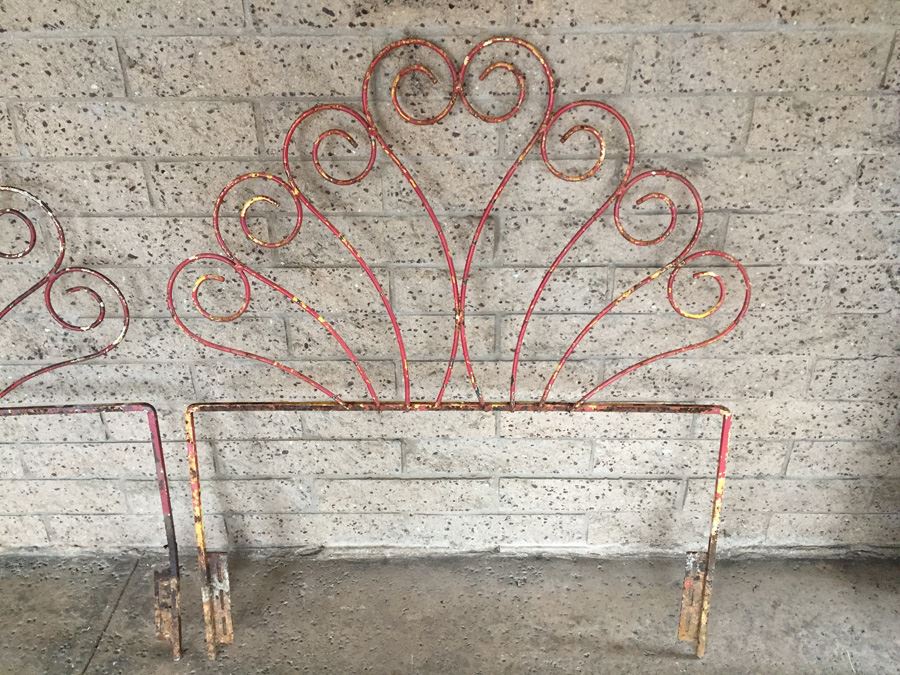 Pair Of Old Wrought Iron Headboards Great For A Garden Trellis