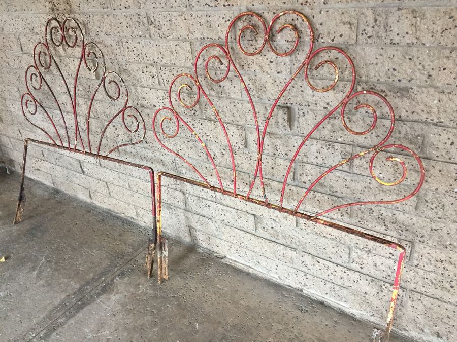 Pair Of Old Wrought Iron Headboards Great For A Garden Trellis [Photo 10]