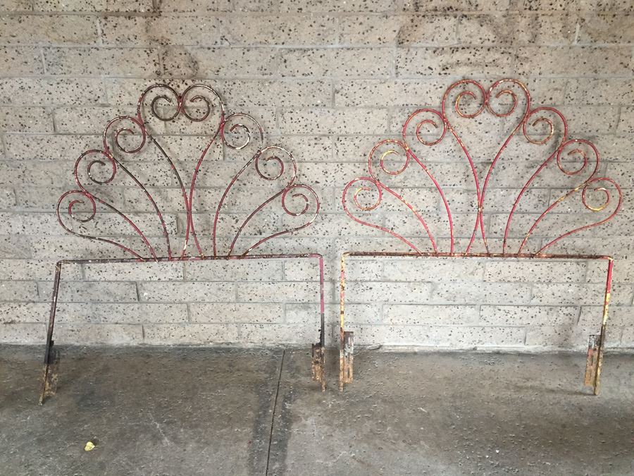 Pair Of Old Wrought Iron Headboards Great For A Garden Trellis [Photo 1]