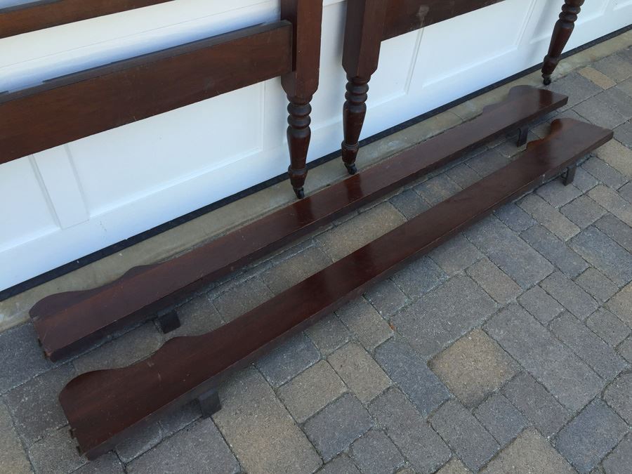 Victorian American Walnut Spool Bed Vintage 1860 Twin Headboard And Footboard With Rails Appraised $285 In 1983 [Photo 6]