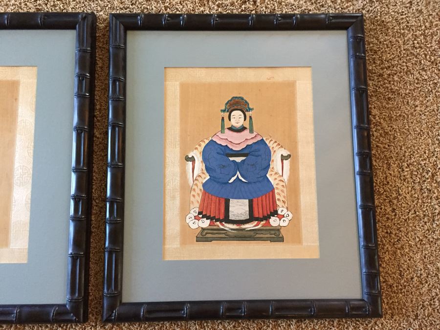 Pair Of Chinese Paintings On Silk Of A Warrior Sung Dynasty And Lady Of The Court Ching Dynasty Early 1900's [Photo 5]