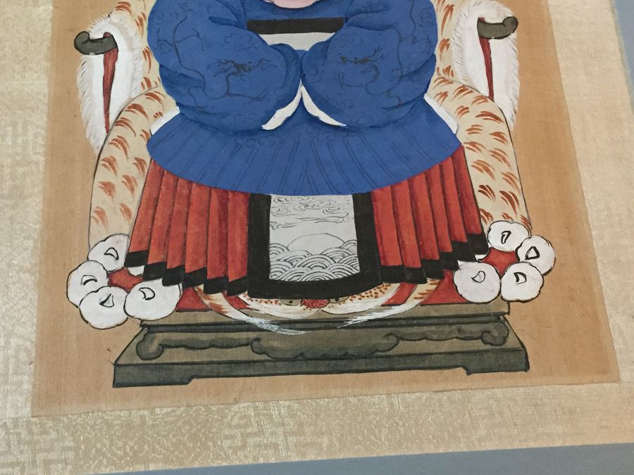 Pair Of Chinese Paintings On Silk Of A Warrior Sung Dynasty And Lady Of The Court Ching Dynasty Early 1900's [Photo 14]