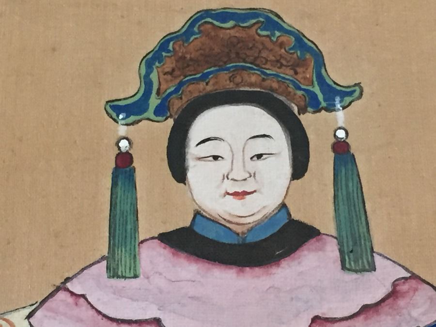 Pair Of Chinese Paintings On Silk Of A Warrior Sung Dynasty And Lady Of The Court Ching Dynasty Early 1900's [Photo 16]