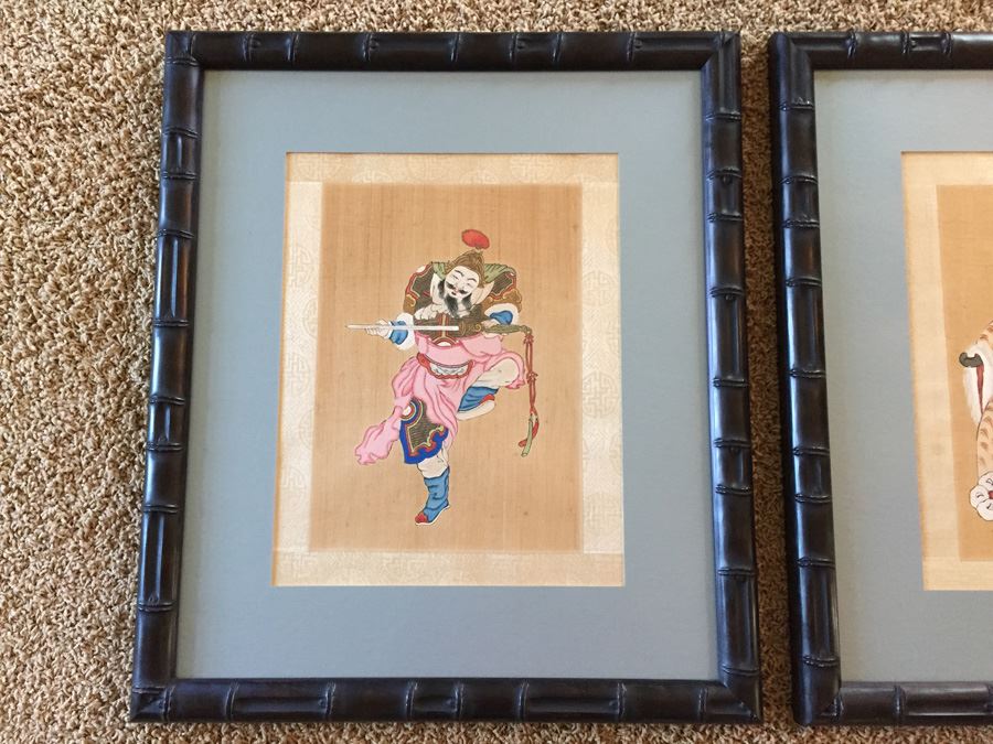 Pair Of Chinese Paintings On Silk Of A Warrior Sung Dynasty And Lady Of The Court Ching Dynasty Early 1900's [Photo 4]