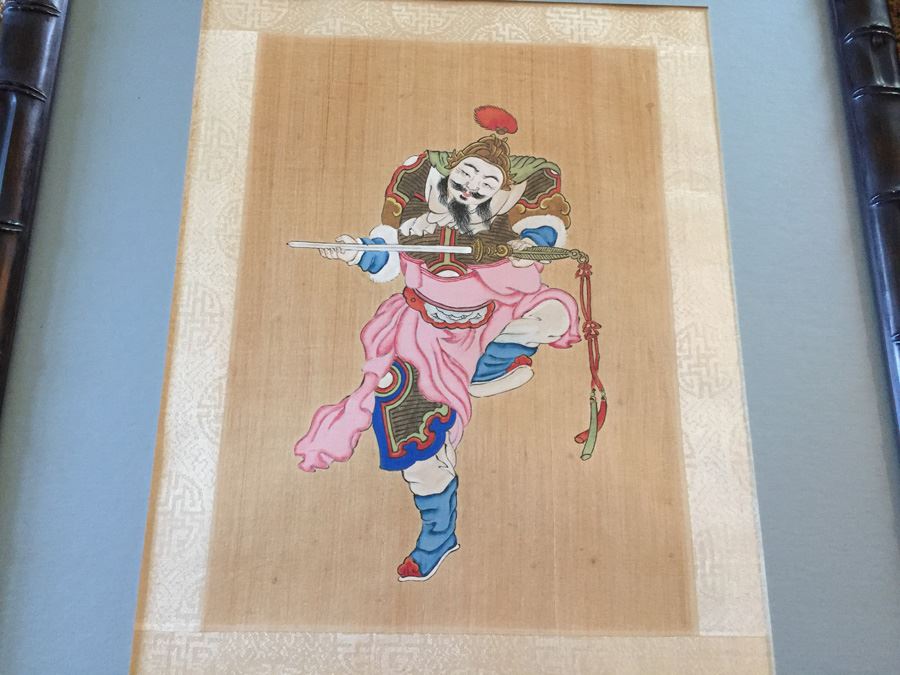 Pair Of Chinese Paintings On Silk Of A Warrior Sung Dynasty And Lady Of The Court Ching Dynasty Early 1900's [Photo 6]