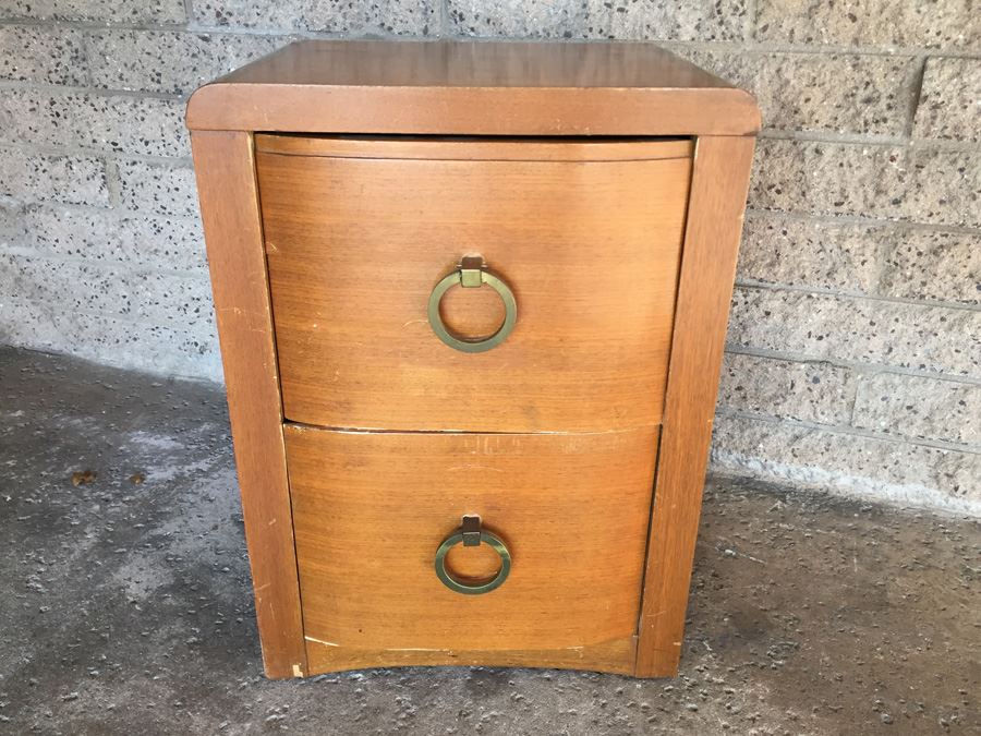 Wooden Nightstand With Brass Pulls [Photo 1]